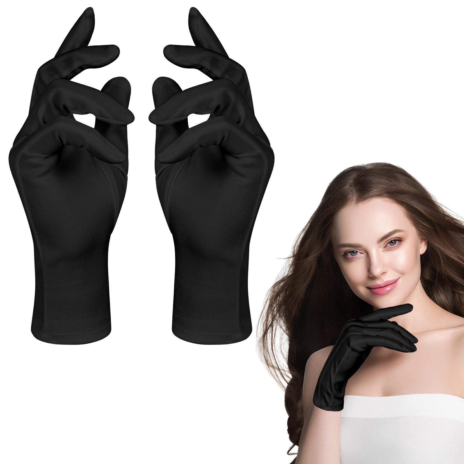Aomig Handschuhe Damen 1/2Pcs Herren Handschuhe Kostüm Zubehör Etiquette-Genähte Handschuhe & Fäustlinge Accessoire für Formelle Smokings Weihnachten Polizei Parade Maskerade Cosplay Schmuckinspektion