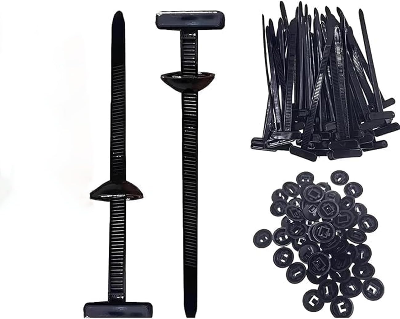 Nylon Universal Cable Tie Buckle for Car Daily Repair, 2025 Upgrade Heavy Duty Self-Locking Zip Ties Holder, UV Resistant Black Plastic Fastener Cable Ties with Pin and Button Desig (50pcs)