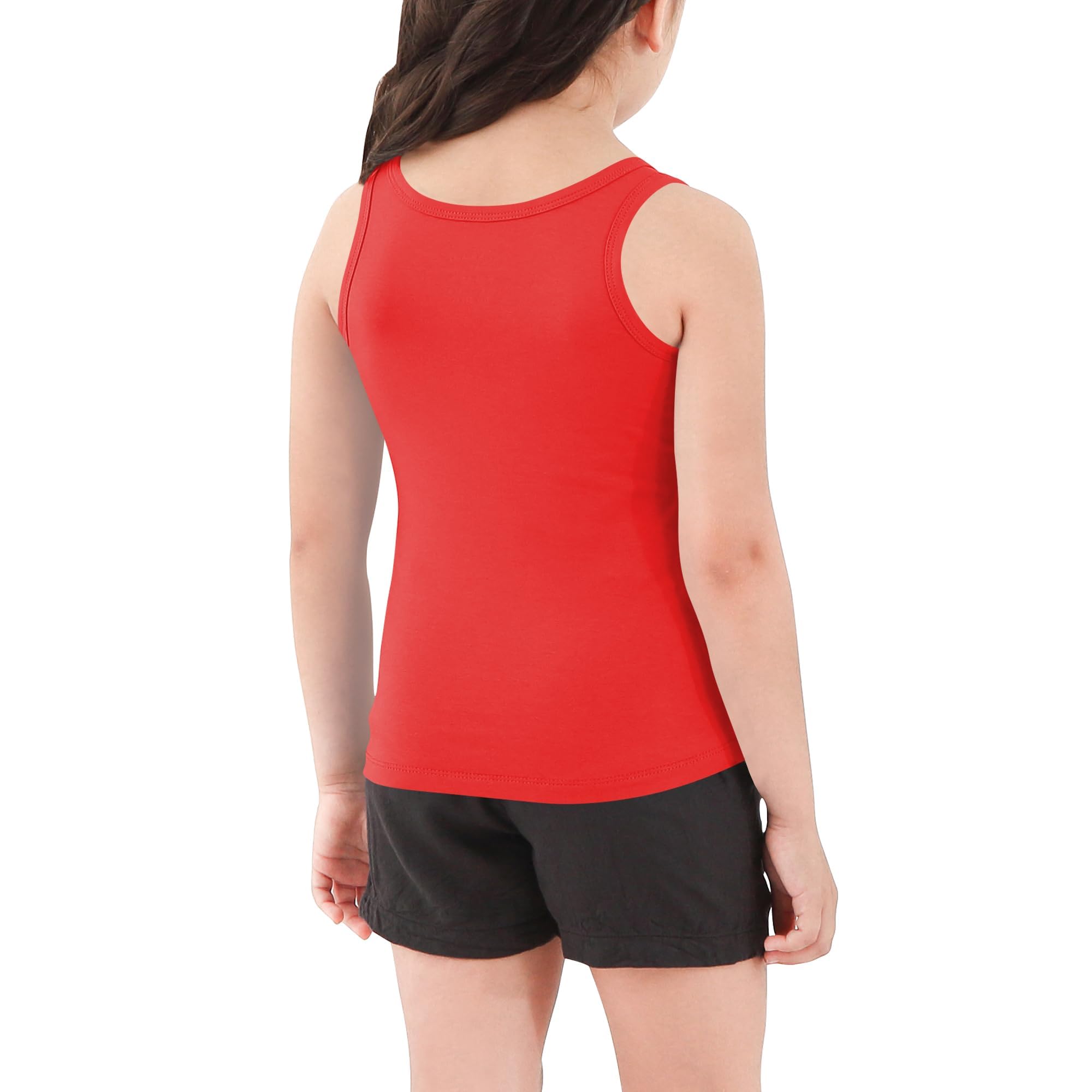 Dreammonkey Camiseta sin mangas para niñas, de algodón suave, cuello redondo, sin mangas, elástica, para niños de 2 a 14 años