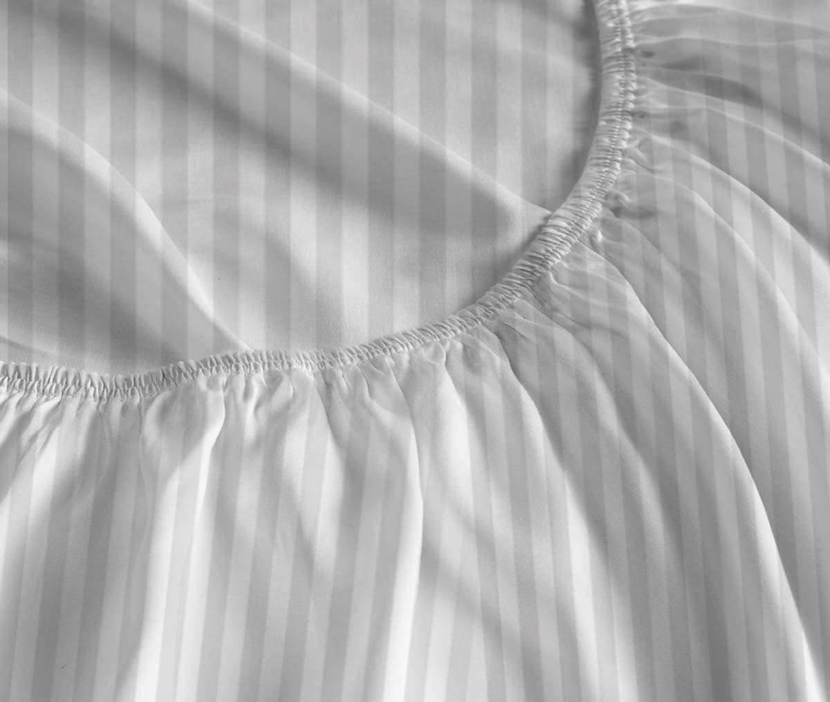 100% Egyptian Cotton 800 Thread Coun 1Pcs Fitted Sheet King Size 15" Inch Deep Pocket Sheet Premium Hotel Quality Fitted Sheet Luxury Long Staple Super Softest - White Stripe