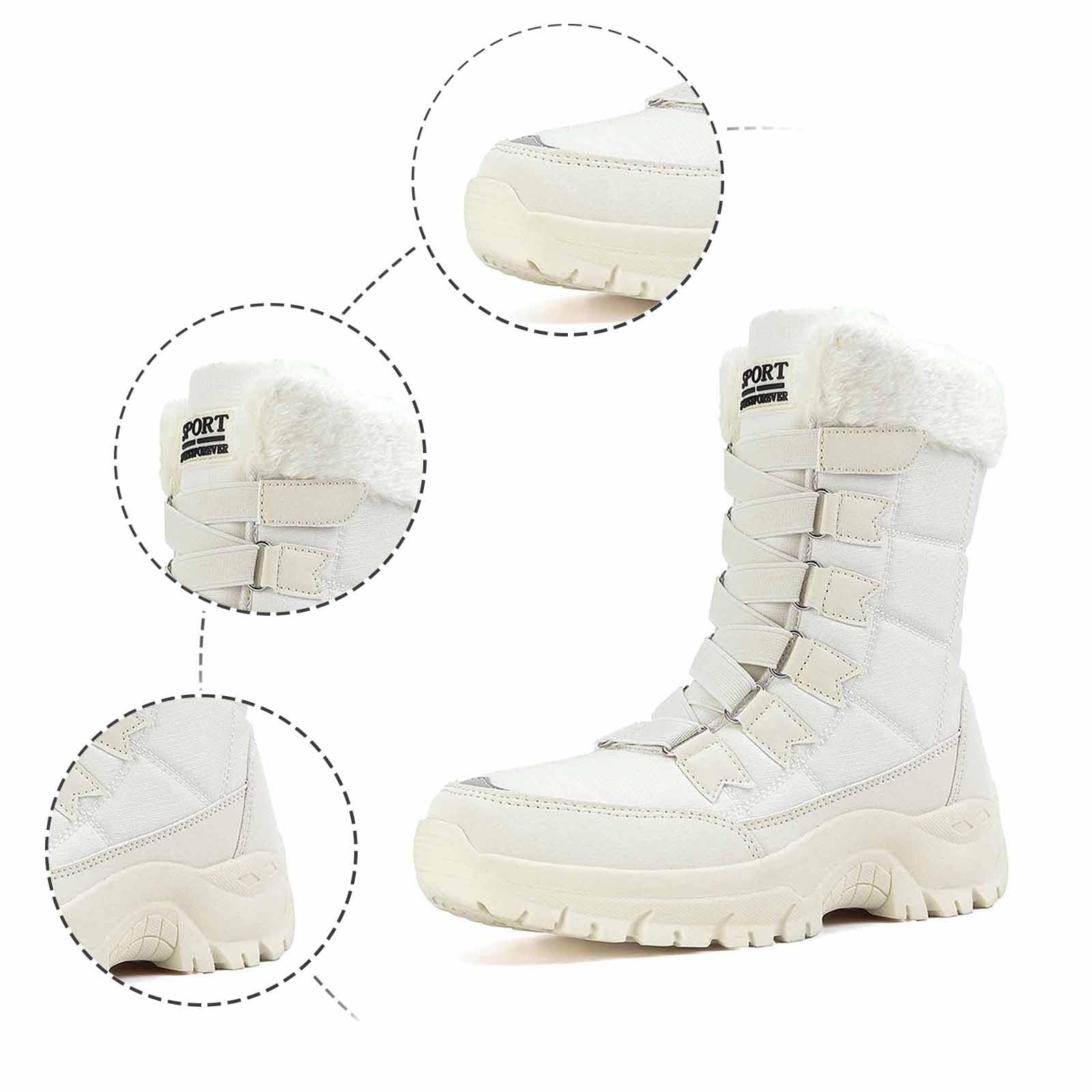 Stivali Grigi Donna Stivaletti Invernali Scarpe Calde Isolati, Termici, Antiscivolo, Comodi, Caldi e Foderati, da Trekking Per Condizioni Nevose.