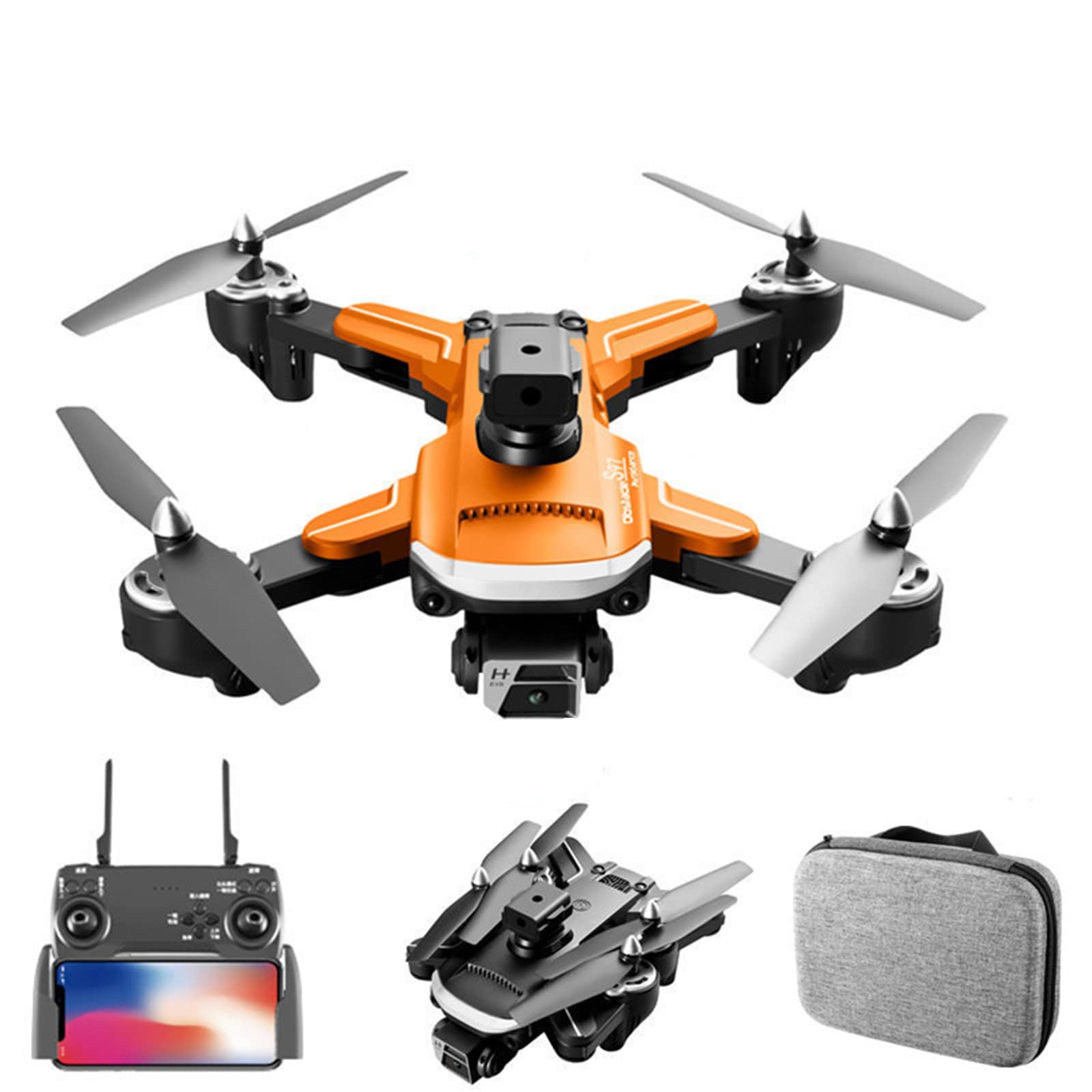 Drone GPS con Videocamera 4K HD, Drone FPV con Trasmissione, Quadricottero RC con 2 Batterie, Ritorno Automatico, Seguimi, Mantenimento Dell'altitudine, Facile per I Principianti,Arancia
