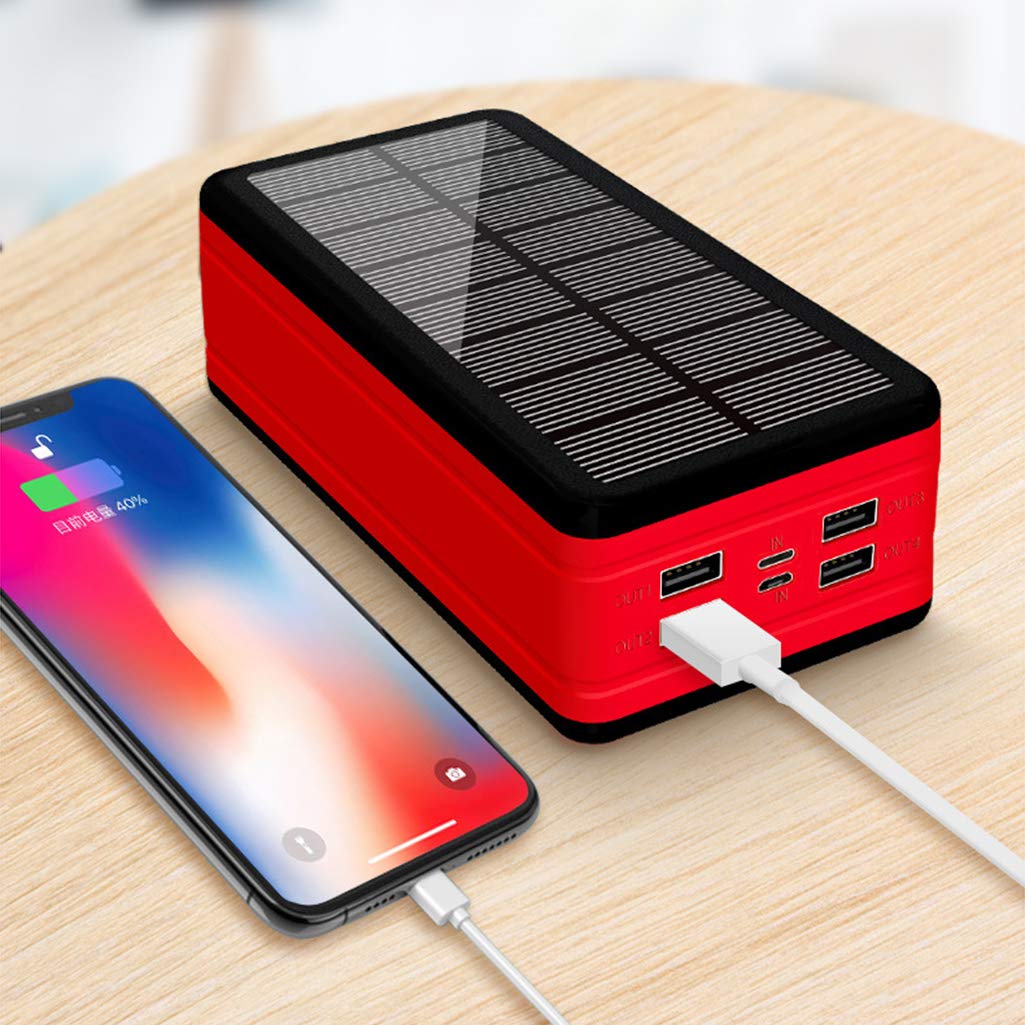 Powerbank Powerbank 50000 mAh Powerbank/Ładowarka solarna Powerbank/Powerbank solarny/Ładowarka przenośna solarna Powerbank/Telefon komórkowy Przenośne powerbanki, czerwony