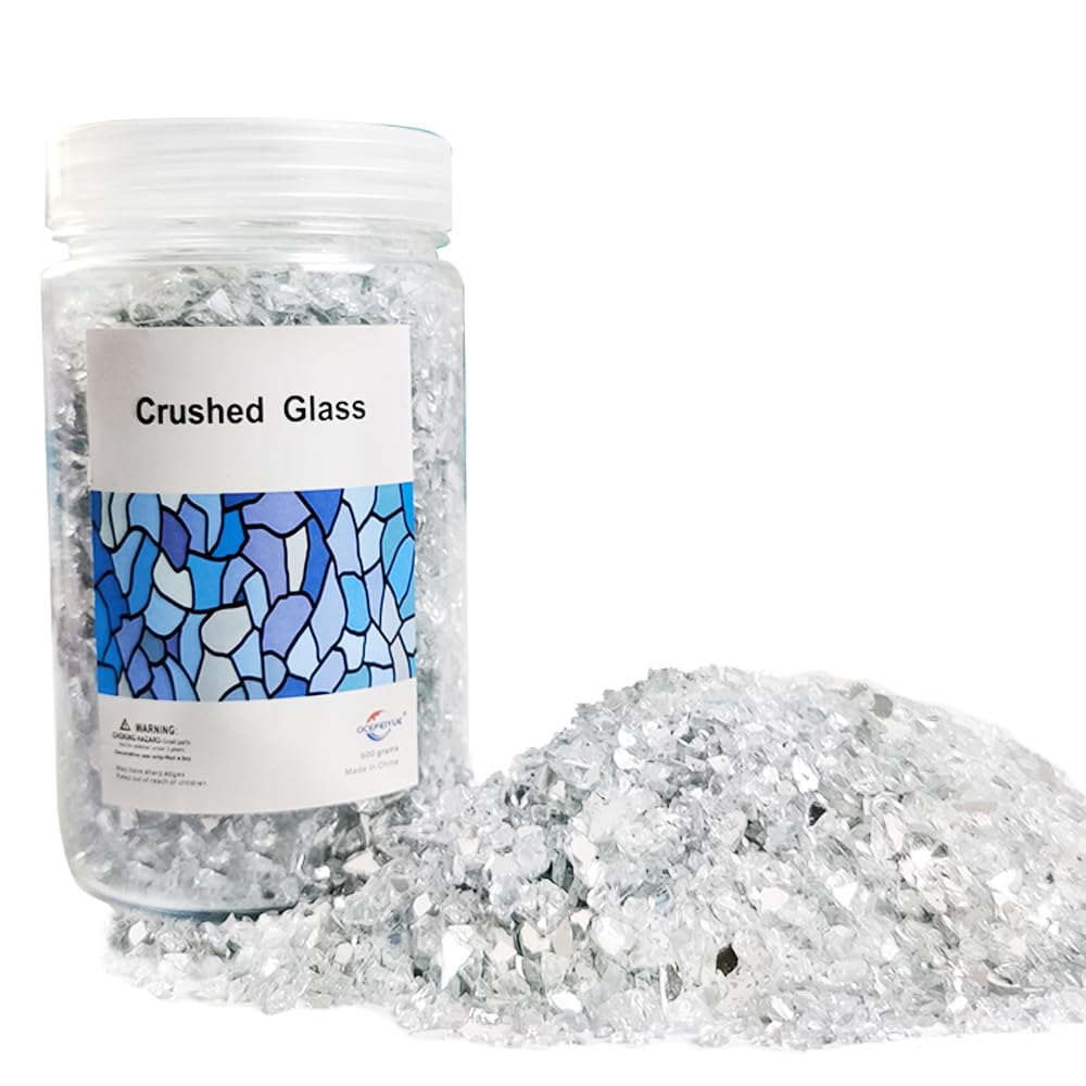 15 OZ Crushed Glass Sand Broken Mirror Pieces for Resin Art,Crafts