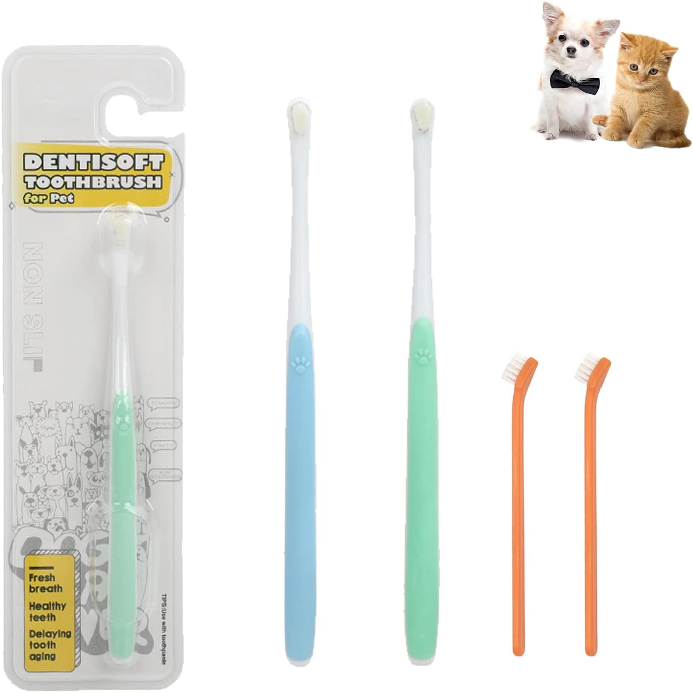 JGocot Small Dog Toothbrush,Micro Brush HeadNano BristleSoft Pet