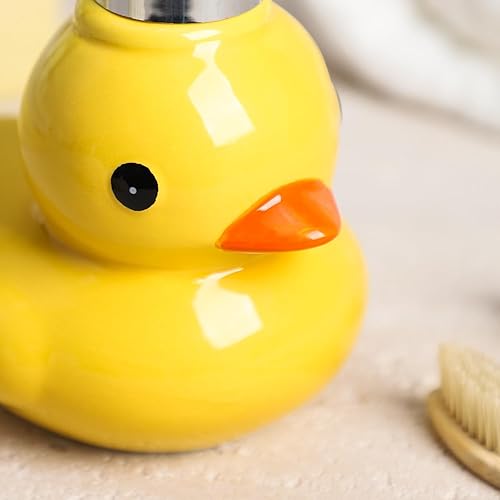 Miniatura 8 de 123Arts Dispensador de jabón de pato de cerámica con bomba de botella de jabón o botella de loción, 15 onzas