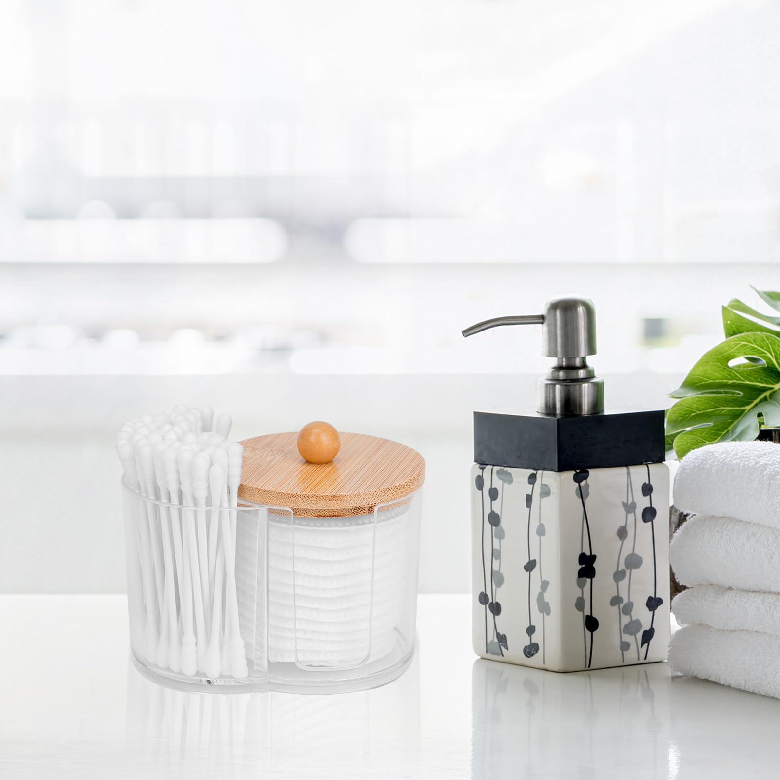 TAXIFANW Distributeur Coton Tige,3 Pcs Boîte Rangement Pour Cotons Boite à Coton Tige En Acrylique Boite à Coton Tiges Holder Box,pour Chambre, Salle De Bain (BMQSNH-XF