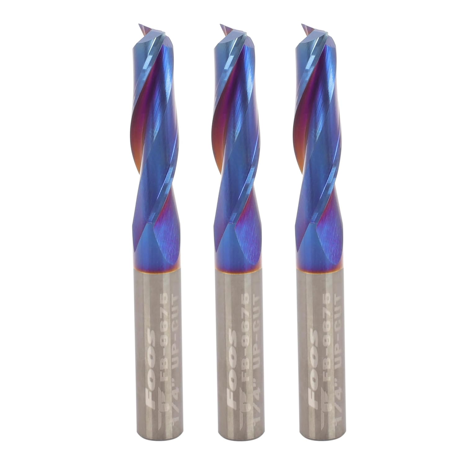 FOOS Nano - UP Cut Spiral Router Bit Set - Solid Carbide - 1/4” Shanks - Veteran Owned (Set 1/8" 3/16" 1/4")
