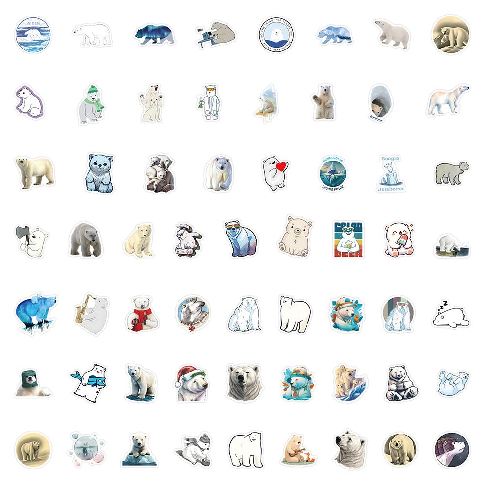 50 Pieces Funny Polar Bear Stickers for Water Bottle - Image 4