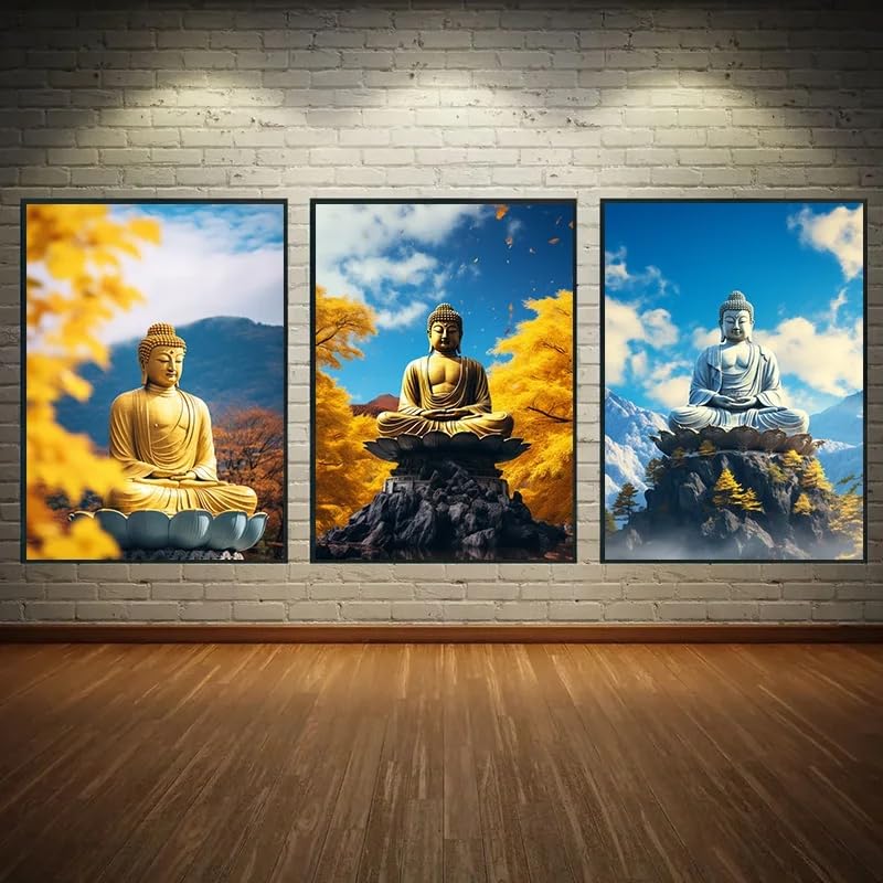Tableau bouddha lotus sans cadre 40x50cm pour habiller un grand mur vide de chambre