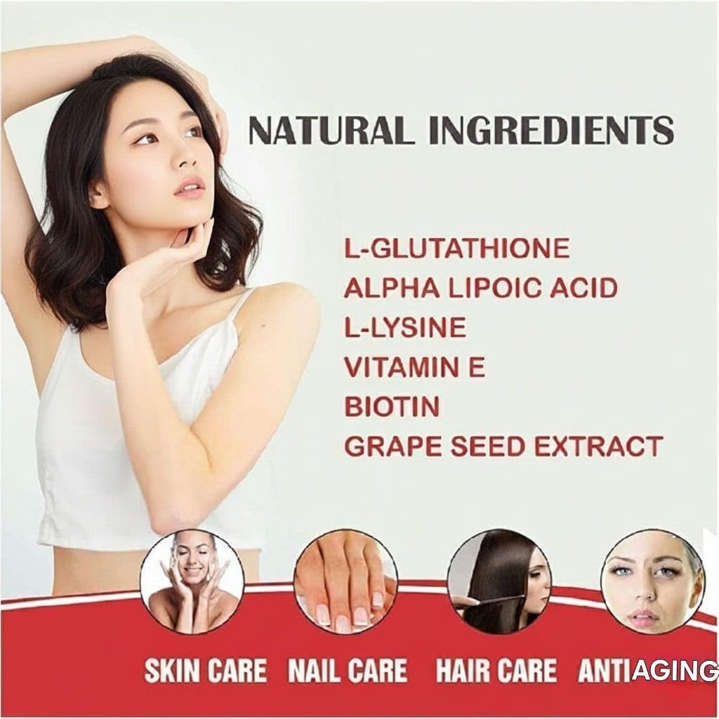 Capsules with Vitamin E & C, L-Glutahione, Grape Seed, Alpha Lipoic Acid and is a Great Option Full of antioxidants and Powerful extracts for Skin- 60 Capsules