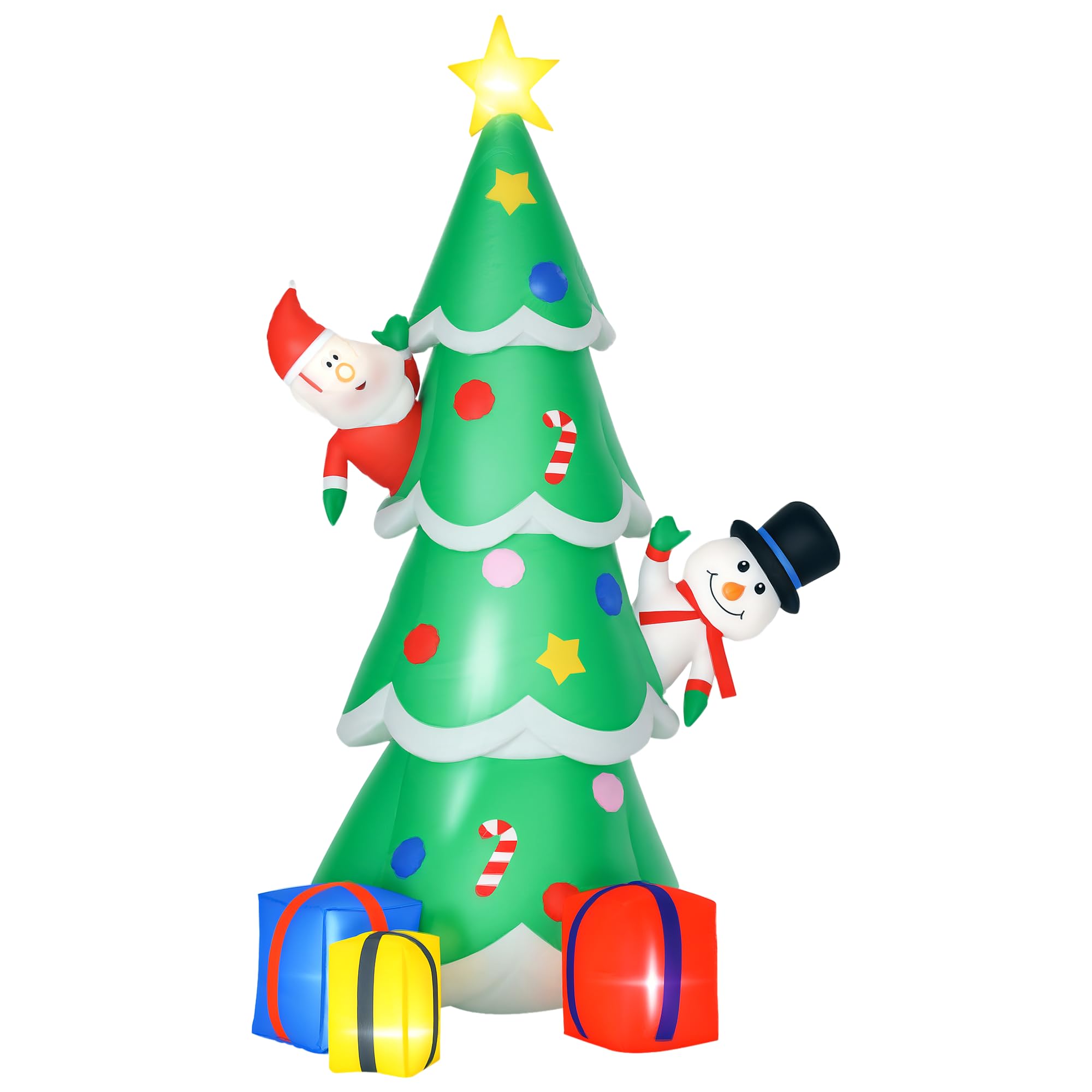 HOMCOM 7FT Christmas Inflatable Tree LED Lighted for Indoor Outdoor Decoration, Green, Large