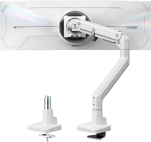monTEK Brazo de monitor de alta resistencia para pantalla curvada ultraancha de 17-57", soporta hasta 59.4 libras, brazo de resorte de gas