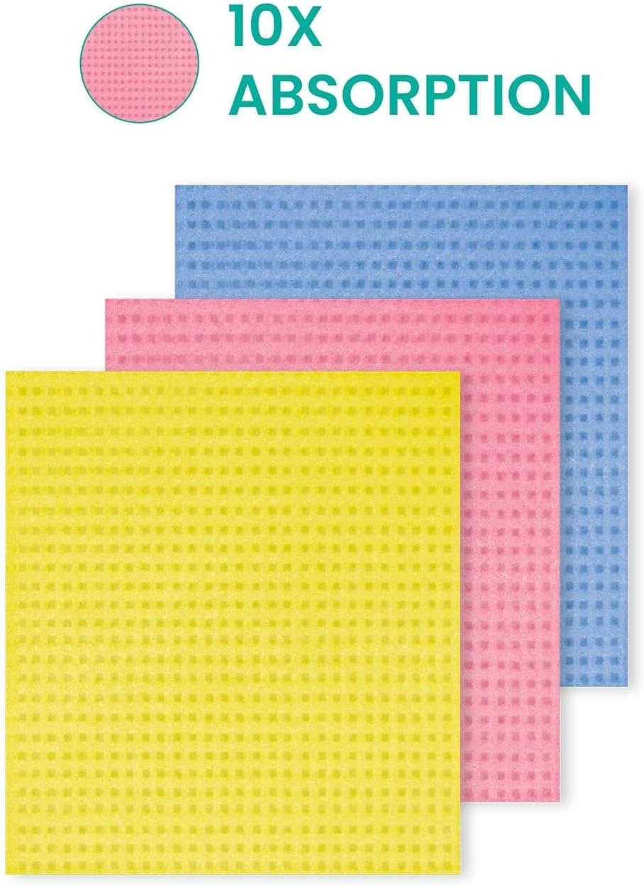 Ultra Absorbent Sponge Wipes for Multipurpose Non-Scratch Wiping & Cleaning of Table, Kitchen Platform, Fridge - Pack of 5 (Multicolor)