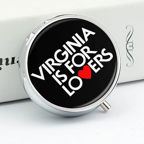 Miniatura 4 de Virginia is for Lovers - Pastillero redondo portátil para mujeres y hombres, regalo de viaje