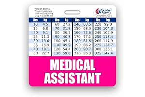 Medical Assistant Badge Buddy Horizontal with Height and Weight Conversion Charts (Standard, Pink)