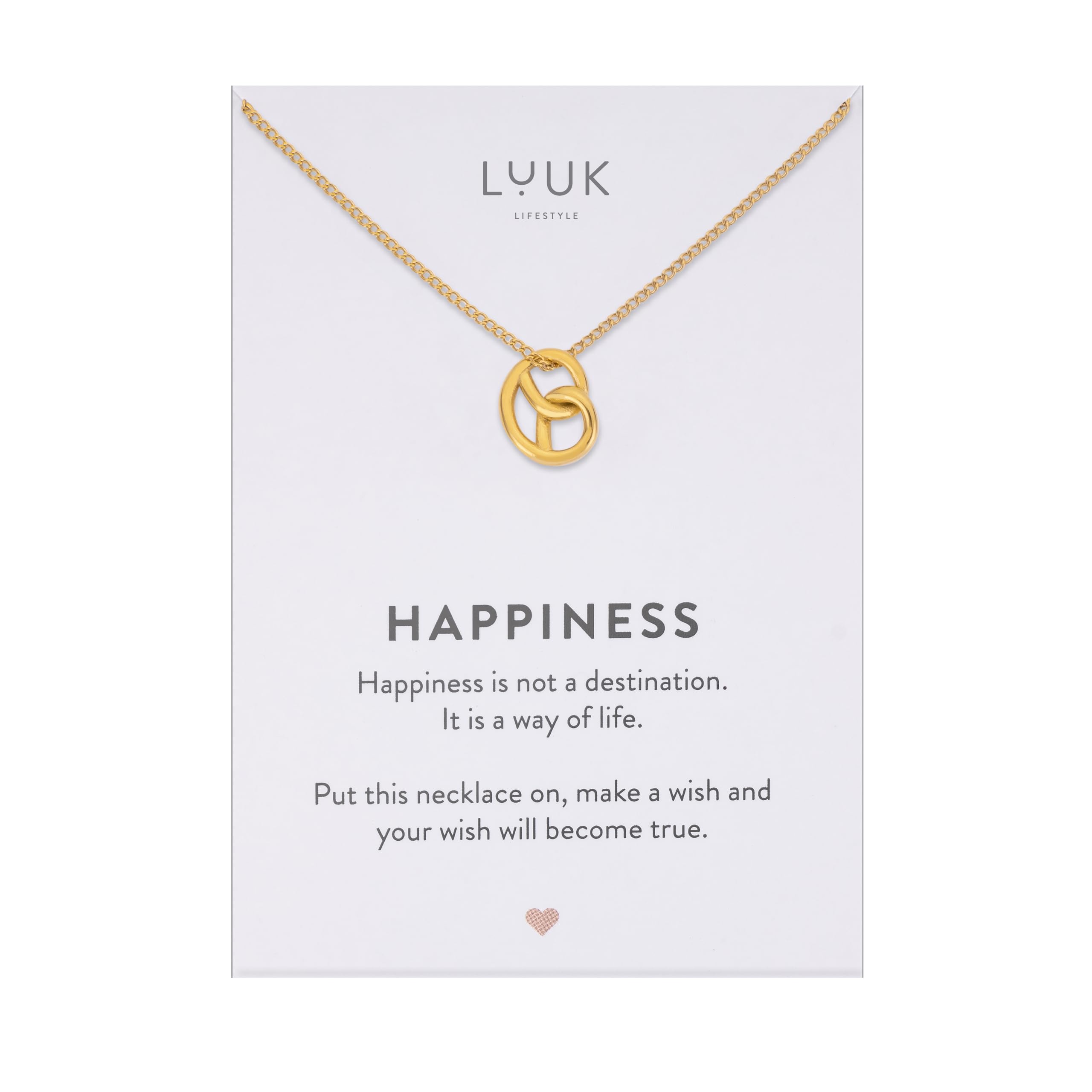 LUUK LIFESTYLE Edelstahl Halskette mit Anhänger in Silber, 50cm verstellbar, wasserfest, filigranes Schmuckgeschenk für verlobte, Freundin, Mutter, mit HAPPINESS Spruchkarte, Weihnachten, Valentinstag