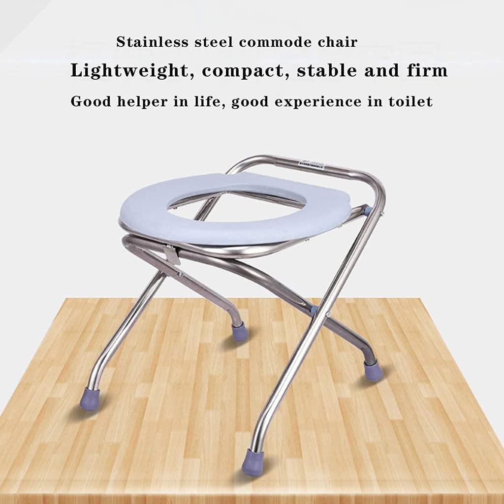Składana Komoda/Krzesełko Pod Prysznic Przenośne osoby starsze Commode Chair Zagęszczone krzesło ze stali nierdzewnej Składane krzesło regulowane wysokość dla osób starszych kobiet w ciąży Krzesło alt