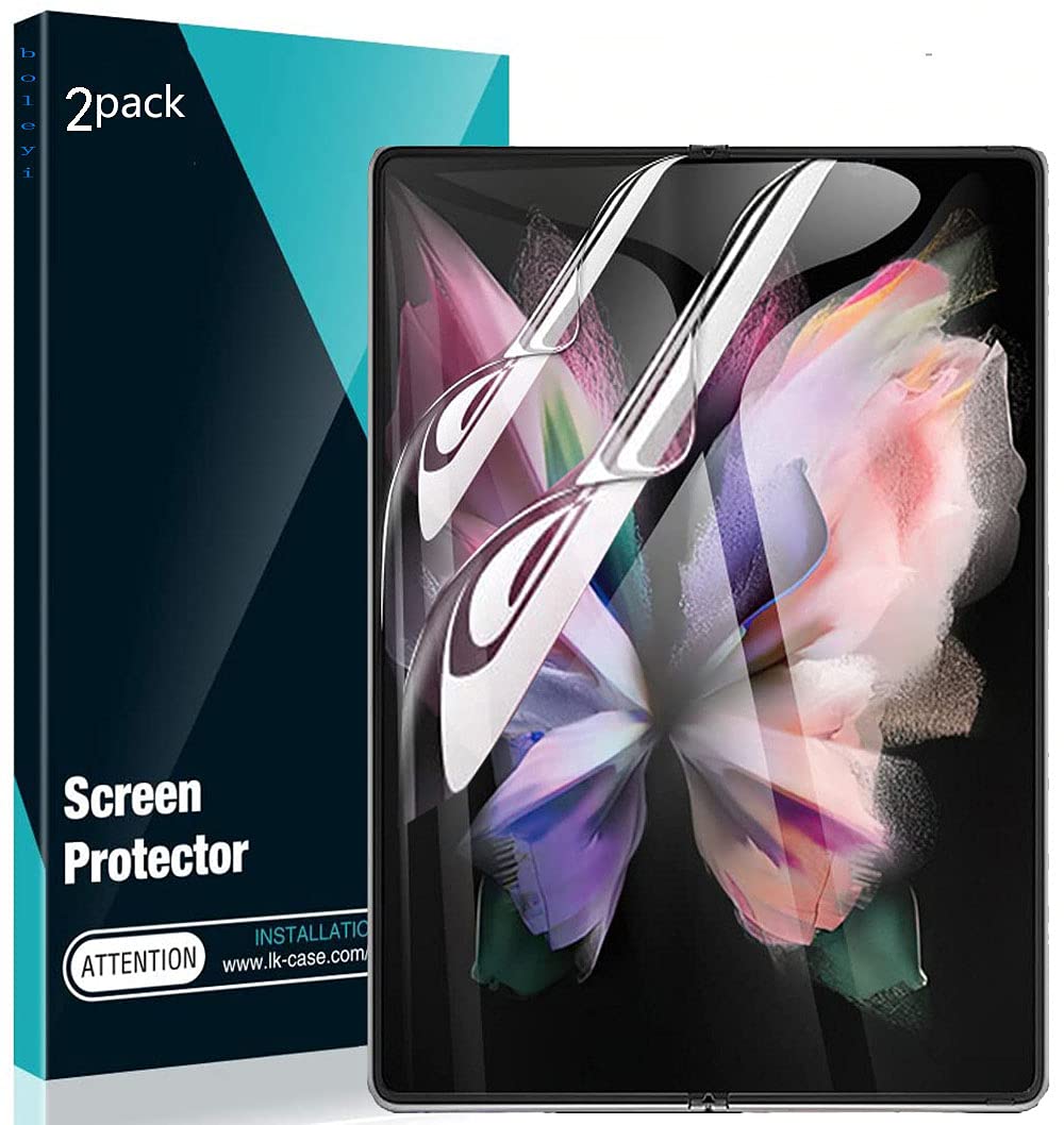 Boleyi [2 pack] Screen Protector compatible with Samsung Galaxy Z Fold 3 5G, [EaRM installation] Flexible Soft HD TPU Clear Film compatible with Samsung Galaxy Z Fold 3 5G