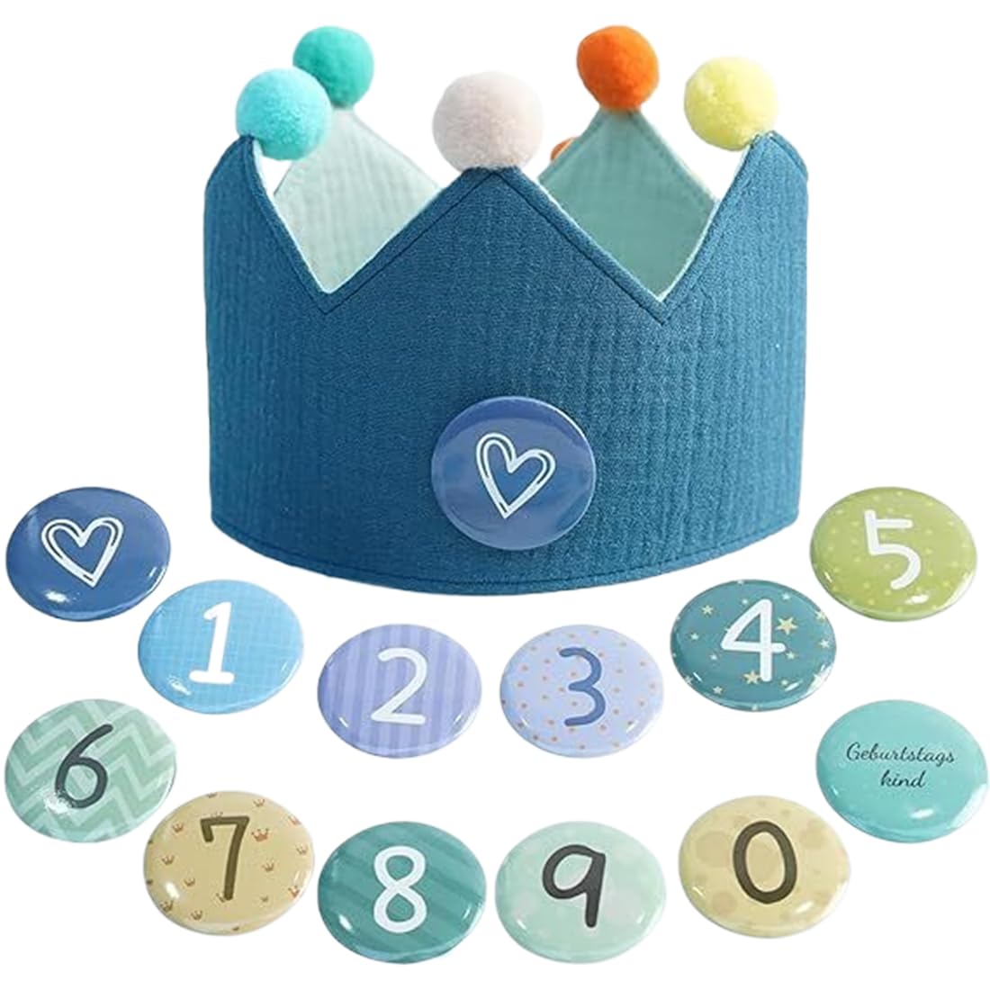 ORGYAML Corona Cumpleaños, Corona Primer Cumpleaños con Números Intercambiables del 0 al 9, Corona Cumpleaños 1 Año con Ajustable Aniversario Años o Meses, Decoracion de Fiesta
