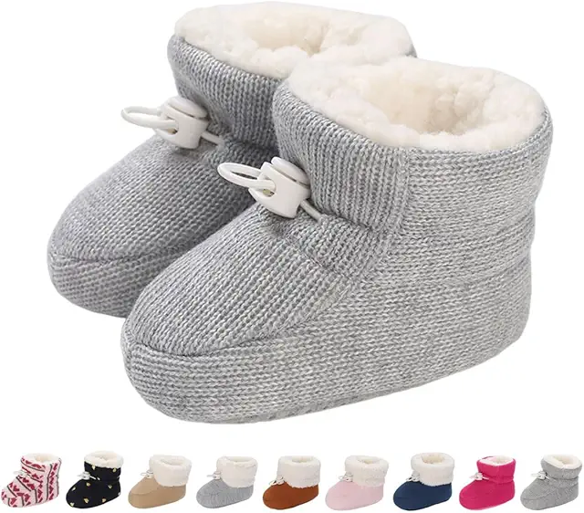 Chaussons Bébé Garçon Chauds Antidérapants Hiver 0-18 Mois