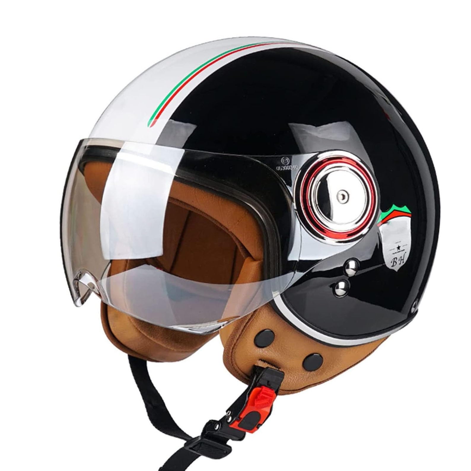 Kask niskoprofilowy z otwartą twarzą, kask motocyklowy z osłoną przeciwsłoneczną, kaski motocyklowe z otwartą twarzą dla dorosłych motocyklistów(8,XL=61~62cm)