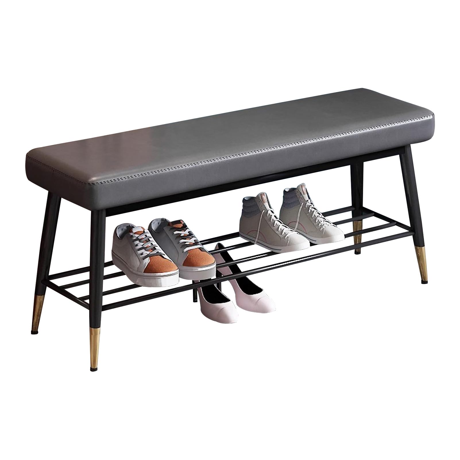 Banc range-chaussures en métal noir solide pour bout de lit - 6