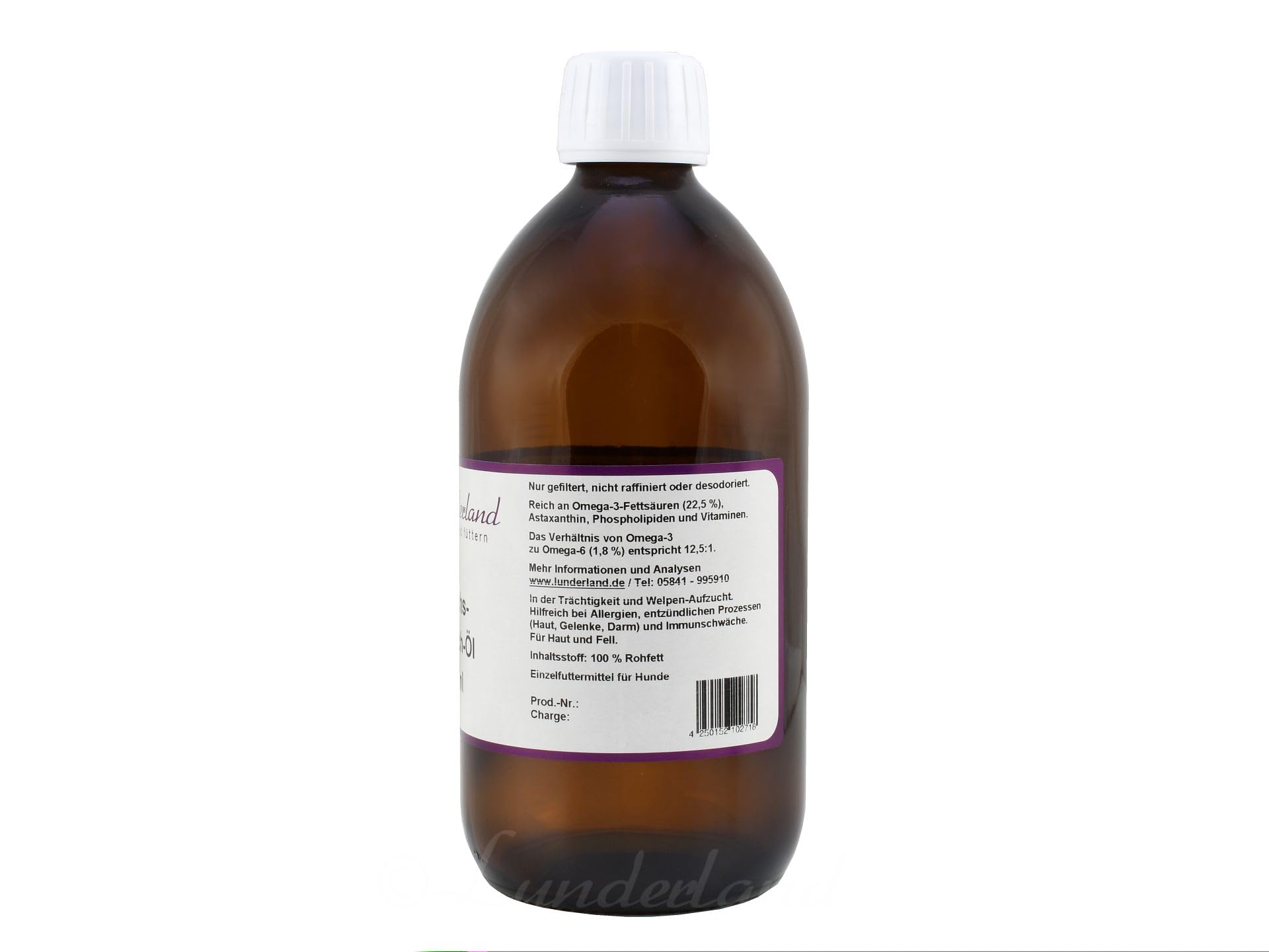 Lunderland Olej z czarniaka z dzikich ryb 500 ml Omega-3 dla psów i kotów tłoczony na zimno