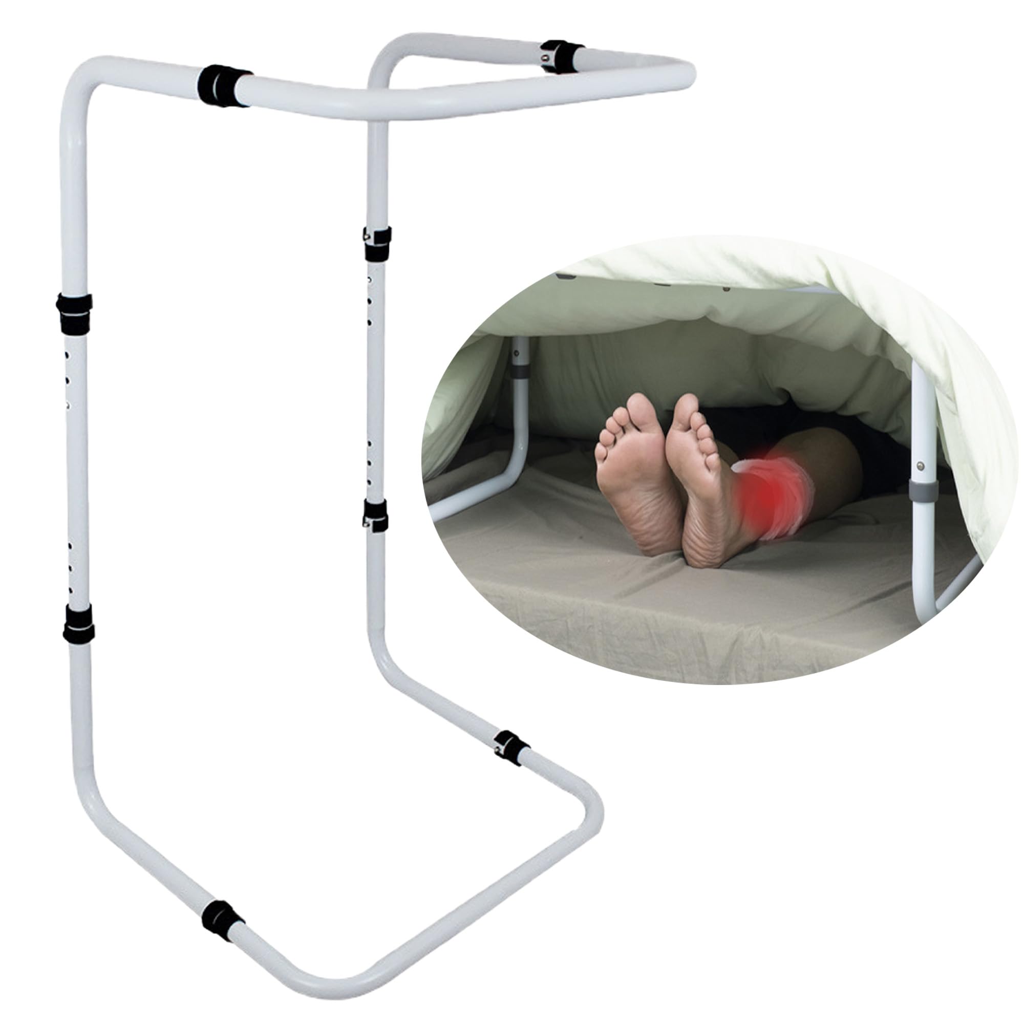 Sollevatore per Coperta per Piedi, Lenzuolo Sollevatore, Ascensore Coperte, Elevatore di Lenzuola Regolabile in Altezza per i Piedi, Barra di Sollevamento, Supporto Coperte Con 4 clip