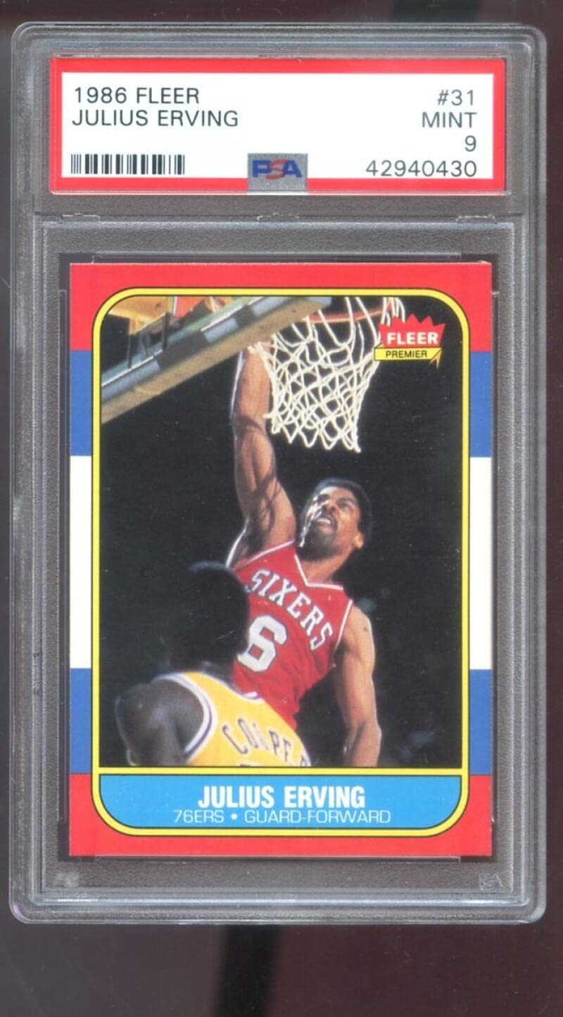 1986-87 Fleer #31 Julius Erving Dr. J. PSA 9 Graded Basketball Card NBA 86-87 1986 1987 Philadelphia 76ers MINT