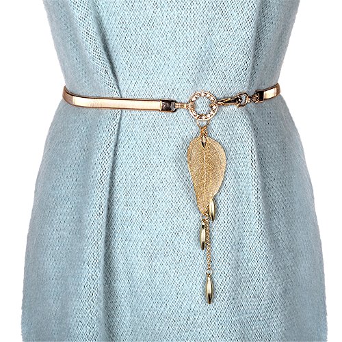 LONFENN President Metal Waist Chain Stretch The Body Belt Leaves Fall on The Dresses nepotistic Gold and Silver-Colored, Gold/Leaves,62cm LONFENN President Metal Waist Chain Stretch The Body Belt Leaves Fall on The Dresses nepotistic Gold and Silver-Colored, Gold/Leaves,62cm
