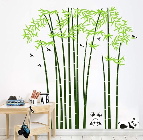 Mix Decor Adhesivo de pared de árbol Lindo Panda Bamboo Tree Wall Decal Large Family Forest para sala de estar, niños, guardería, decoración de