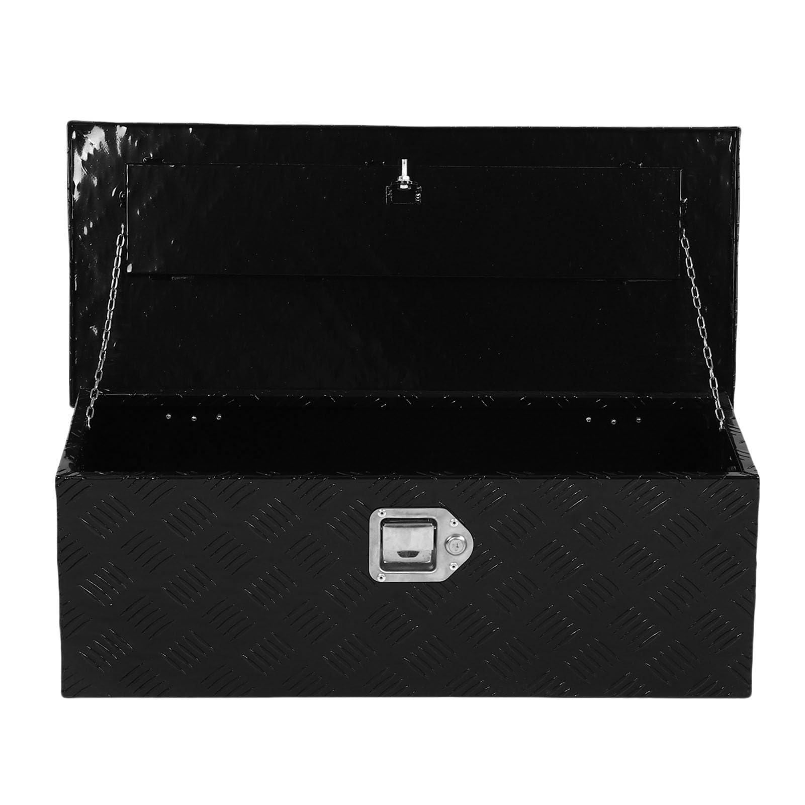 Dpofirs Tragbarer, Robuster LKW-Ladeflächen-Werkzeugkasten, Wasserdicht, Pulverbeschichtet, 64 L, für Wohnmobil-Garage Im Freien, Aluminium (BLACK)