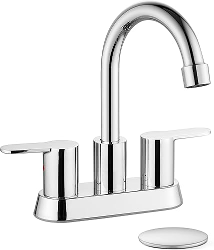 Grifo de baño de 4 pulgadas, grifo de lavabo de baño de doble manija, grifo de baño cromado pulido, boquilla giratoria de 360 grados, montaje en