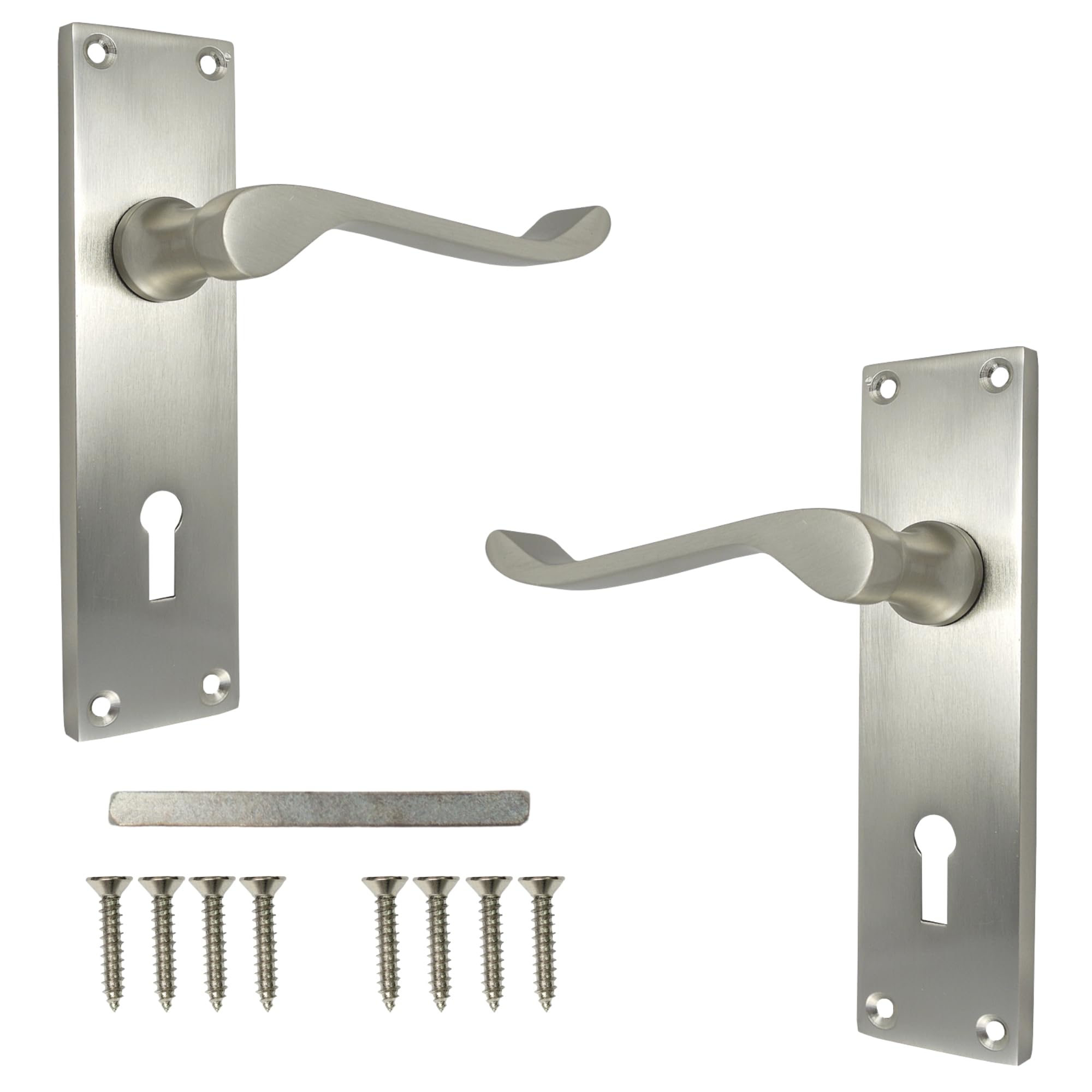 keypak Scroll Lever 150mm Lock Door Handles Chrome Finish with Backplate