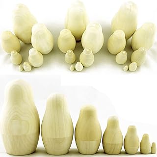 Matryoshka Russian Nesting Doll Babushka Blank Unpainted Set Handmade Souvenir Gift Handicraft (3-Pack)