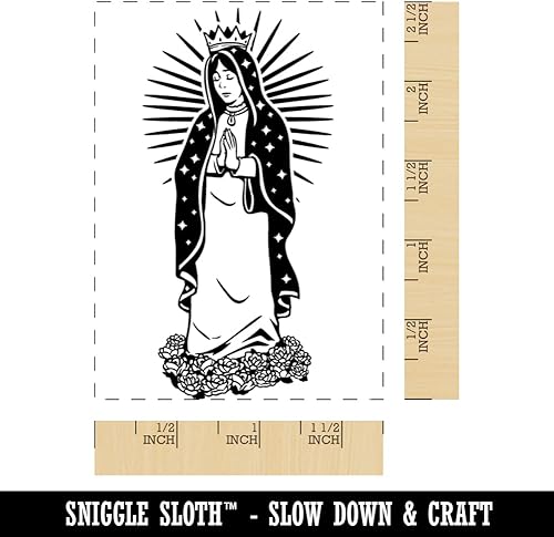 Miniatura 2 de Virgen Maria de Guadalupe - Sello rectangular de goma para estampado de manualidades, 2.5 pulgadas, grande