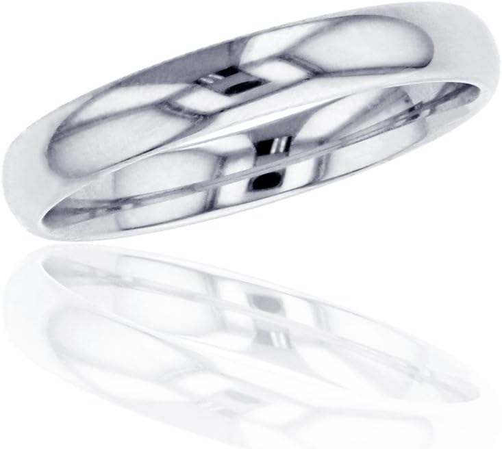10K or 14K Yellow & White Gold 3mm Polished Plain Wedding Band, Size 4-12