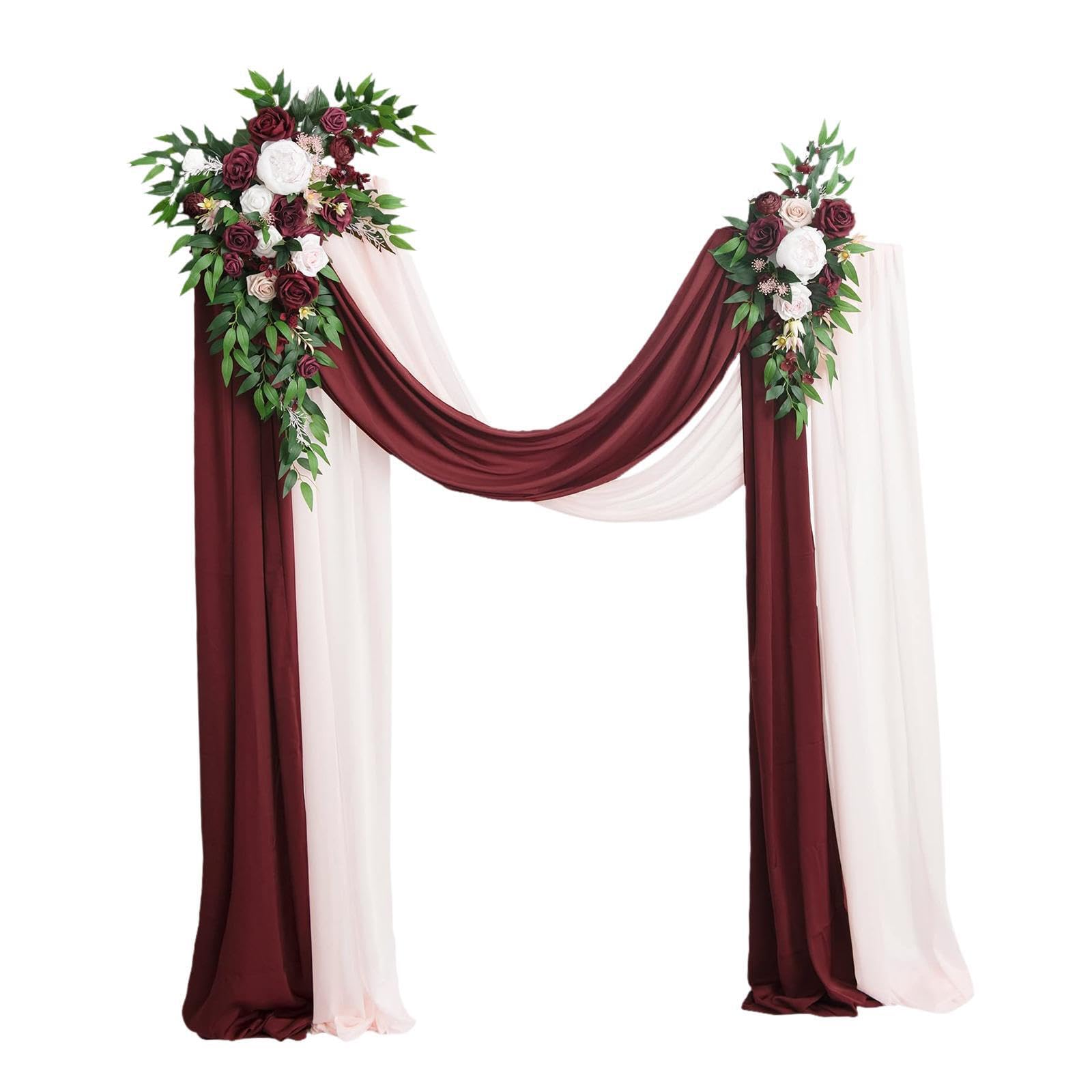 TWISAXC Distinct Wedding Arch Flower Decorations for Creative Silk Flower Swags Any Romantic Atmosphere Simple Arches Wedding Artificial Rose Green Leaves Swag Garland