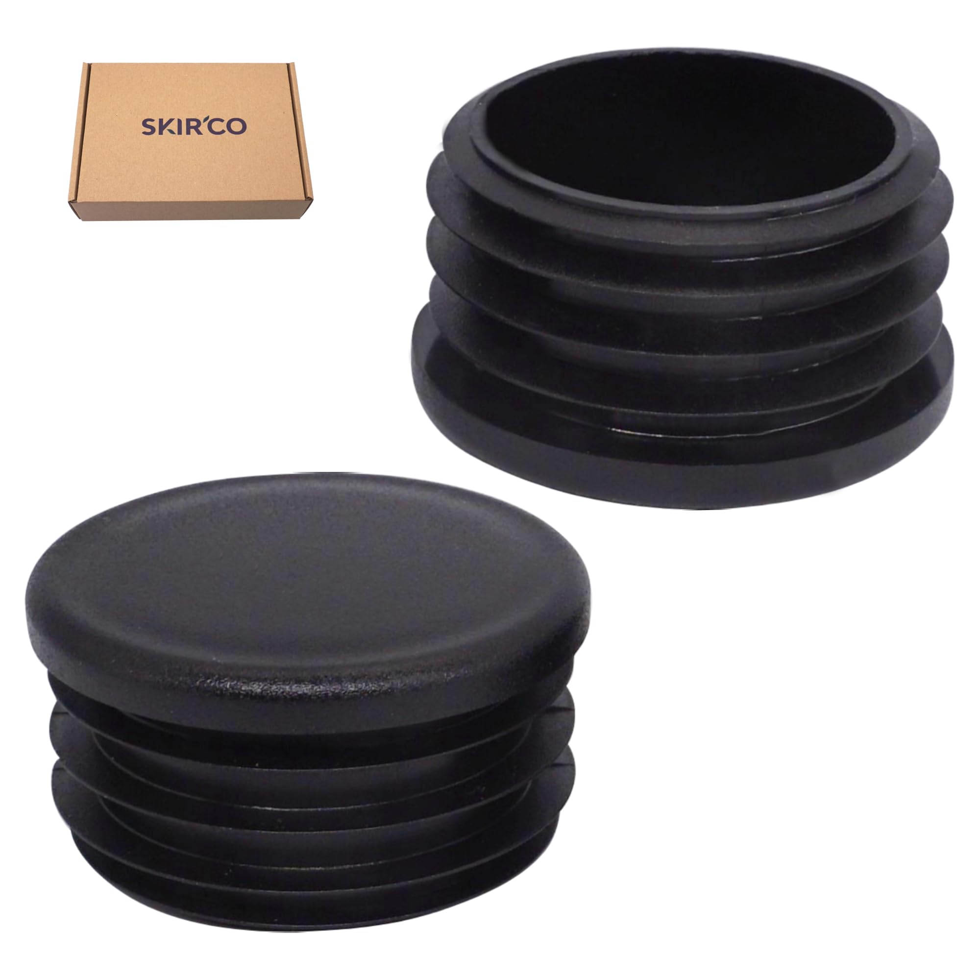 SKIR'CO (16 pcs) Round Tube Inserts 1 1/2", Fence Post Plugs, Black Plastic Tube End Caps, Pipe Plugs, Black RAL 9005 - Image 2