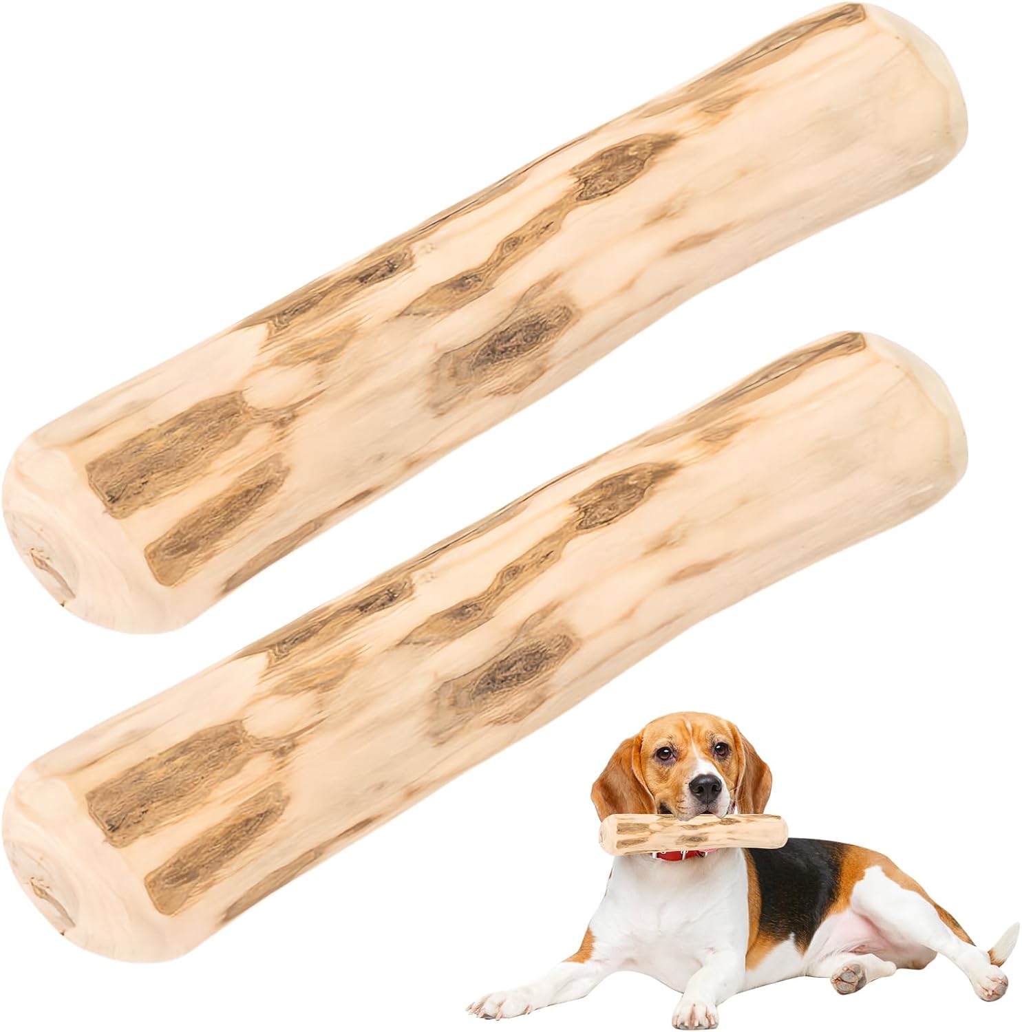 2Pcs Coffee Wood Dog Chew,Natural Wooden Bone Chewing Toy,Coffee Sticks for Dogs,Tree Root Teething Chews Stick Treats Dental Durable Cleaning Teeth Bones Chewers Toys,Low Fat,for Most Puppy Teething