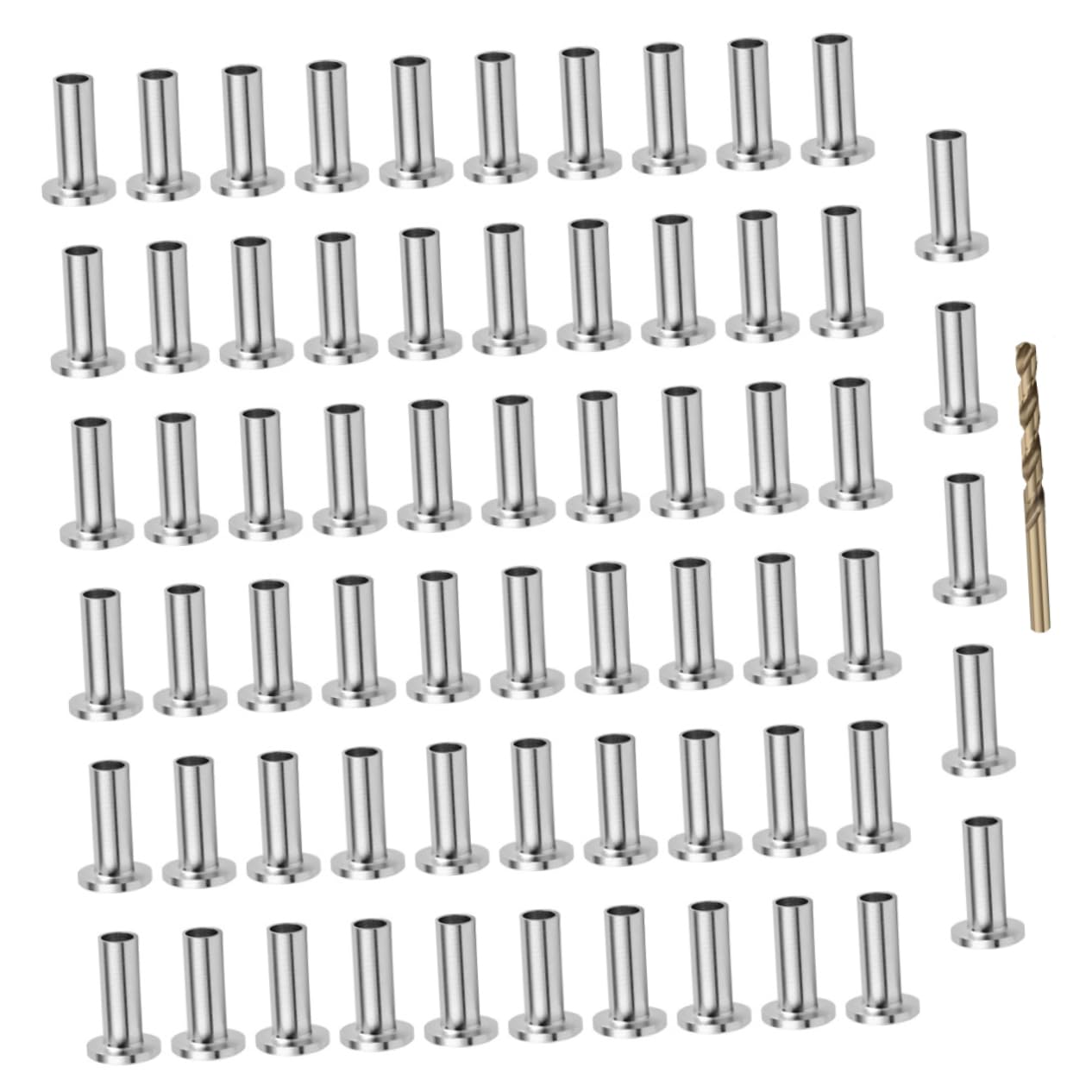 65pcs Stainless Steel Cable Protective Sleeve Set for Deck Railing and Wire Rope with Drill Bit Sturdy Balustrade Cable Protector