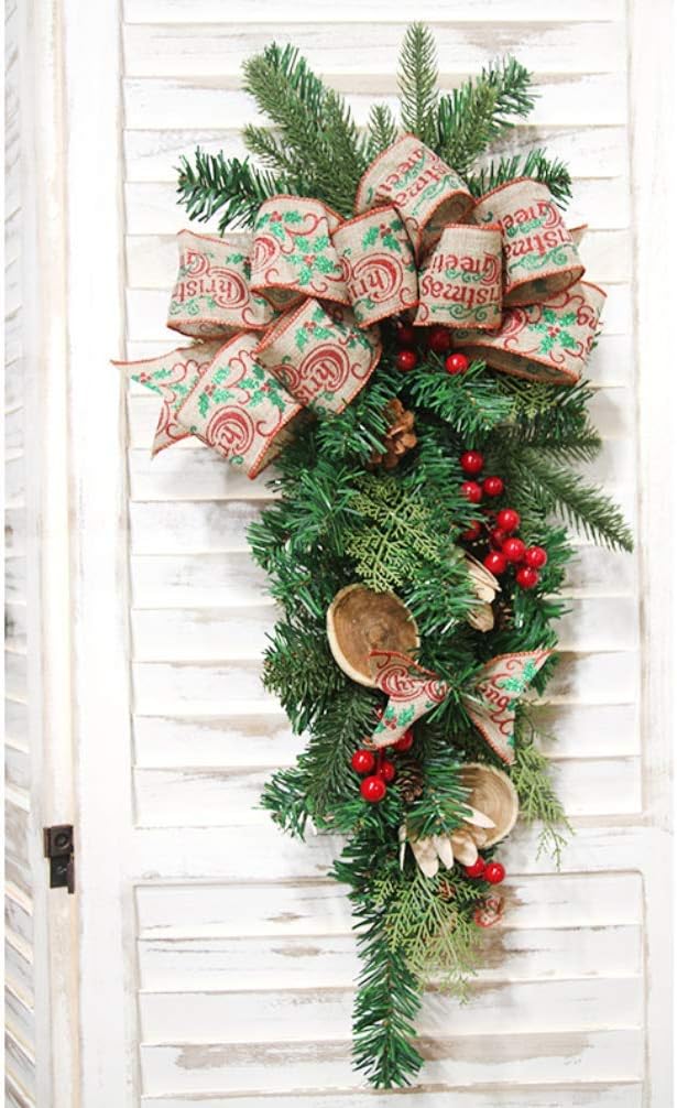 クリスマス リース 玄関ドアにオシャレなナチュラルなクリスマススワッグ クリスマスリース 全長60cm 造花 クリスマス リース 玄関ドアにオシャレなナチュラルなクリスマススワッグ クリスマスリース 全長60cm 造花