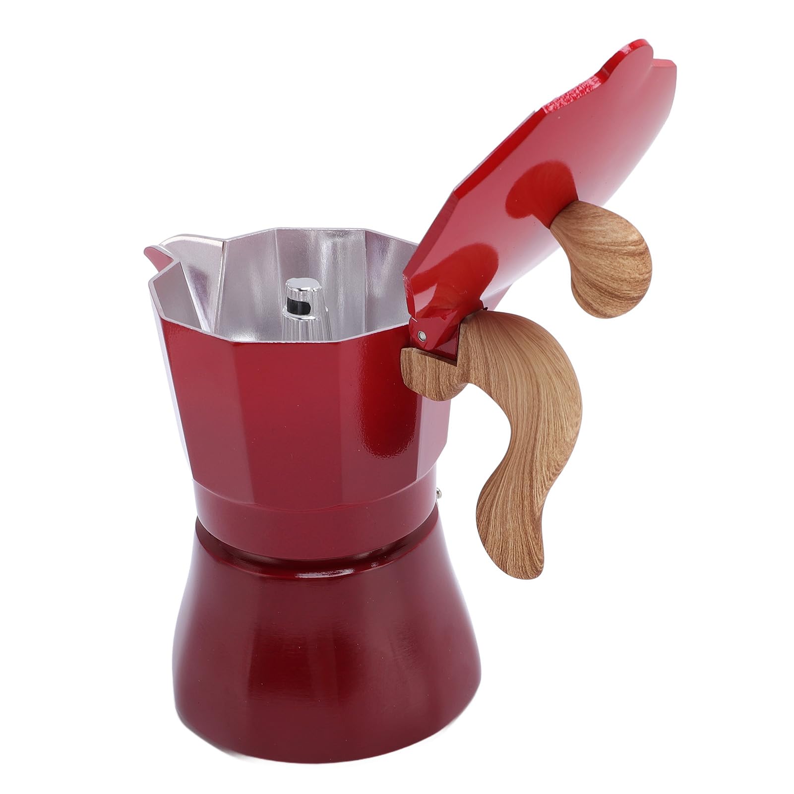 150ml Stovetop Coffee Maker, Aluminum Alloy Single Valve Coffee Machine with Excellent Heat Conductivity, for Coffee Lovers Beginners (Red)