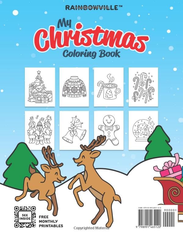 Rainbowville My Christmas Coloring Book: 50 Magical Coloring Pages for Kids and Toddlers | Big and Simple Holiday Fun with Santa and Friends image 3