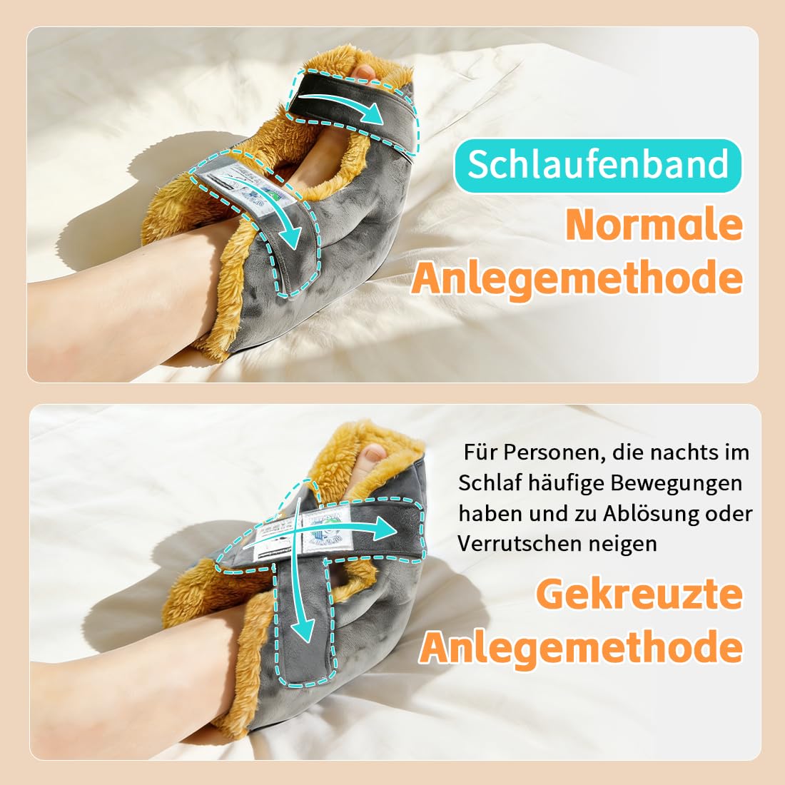 Fersenschützer gegen Dekubitus für Bettlägerige, Fersenentlastungskissen mit offener Ferse, Weiches Fersenpolster mit verstellbaren Klettverschlüssen für Druckstellen & Seniorenpflege (Grau, 1PC)