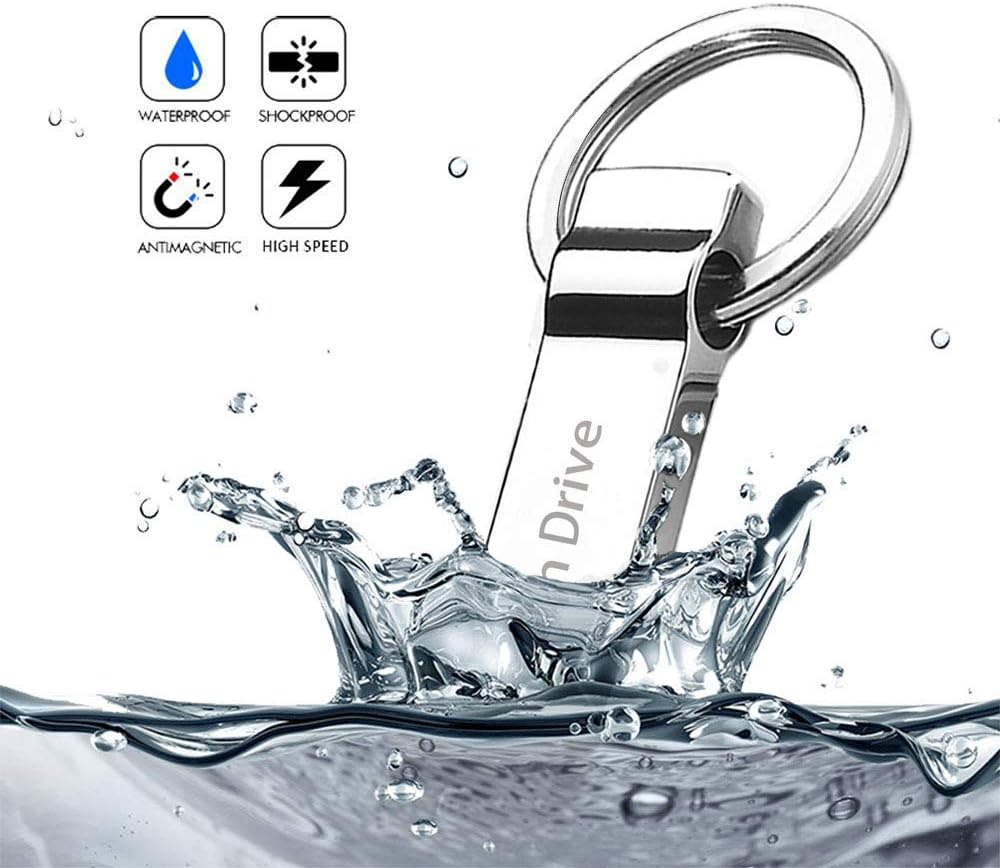USB Flash Drive 512gb Hterepi USB 2.0 PC Memory Stick Thumb Waterproof Storage Backup Pen with Keychain - Silver