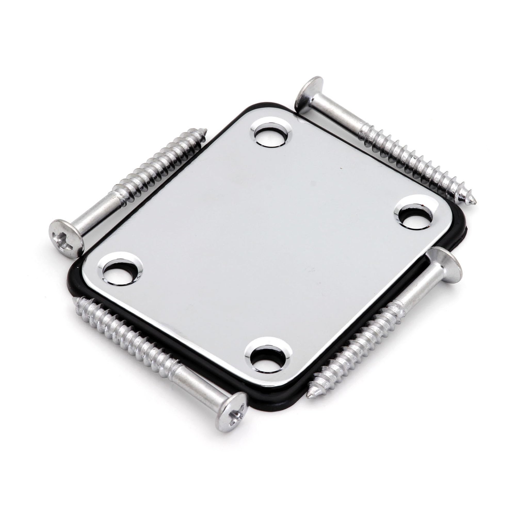 Electric Guitar Neck Plate Black Gold Chrome Metal Bolt-On Plate with Protective Mat Screws For Fender Telecaster Stratocaster TL ST Guitars