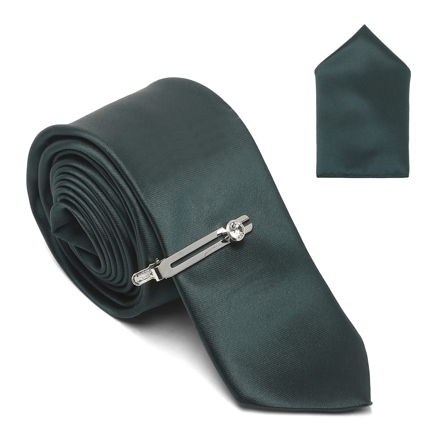 LOUIS STITCHMens Plain Solid Silk Suit Necktie Set With Pocket Square (Czech) (LSTE-CP-PL)
