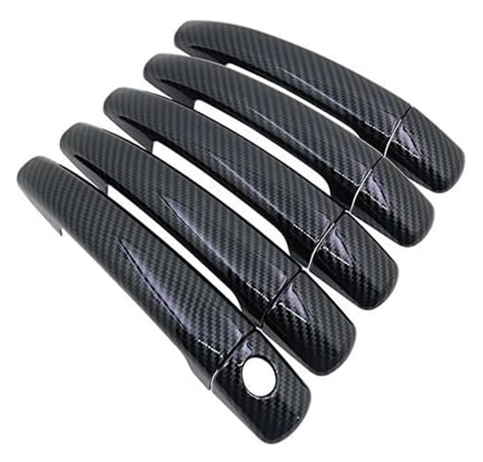 QWQTHGS Car Exterior Door Handle Cap for Fiat for Scudo 2007-2016 Car Accessories Stickers Trim Fiber Exterior Door Handle Cover(1 Keyhole 5 Door)